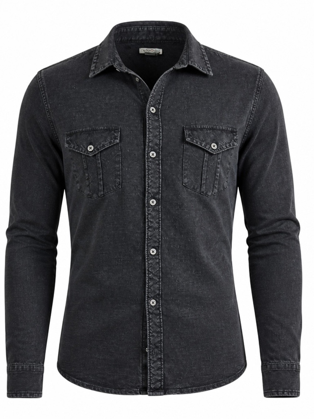 Carbon 2 Cobalt Men’s Long Sleeve Shirt Large Black 100% Cotton Button Up Faded